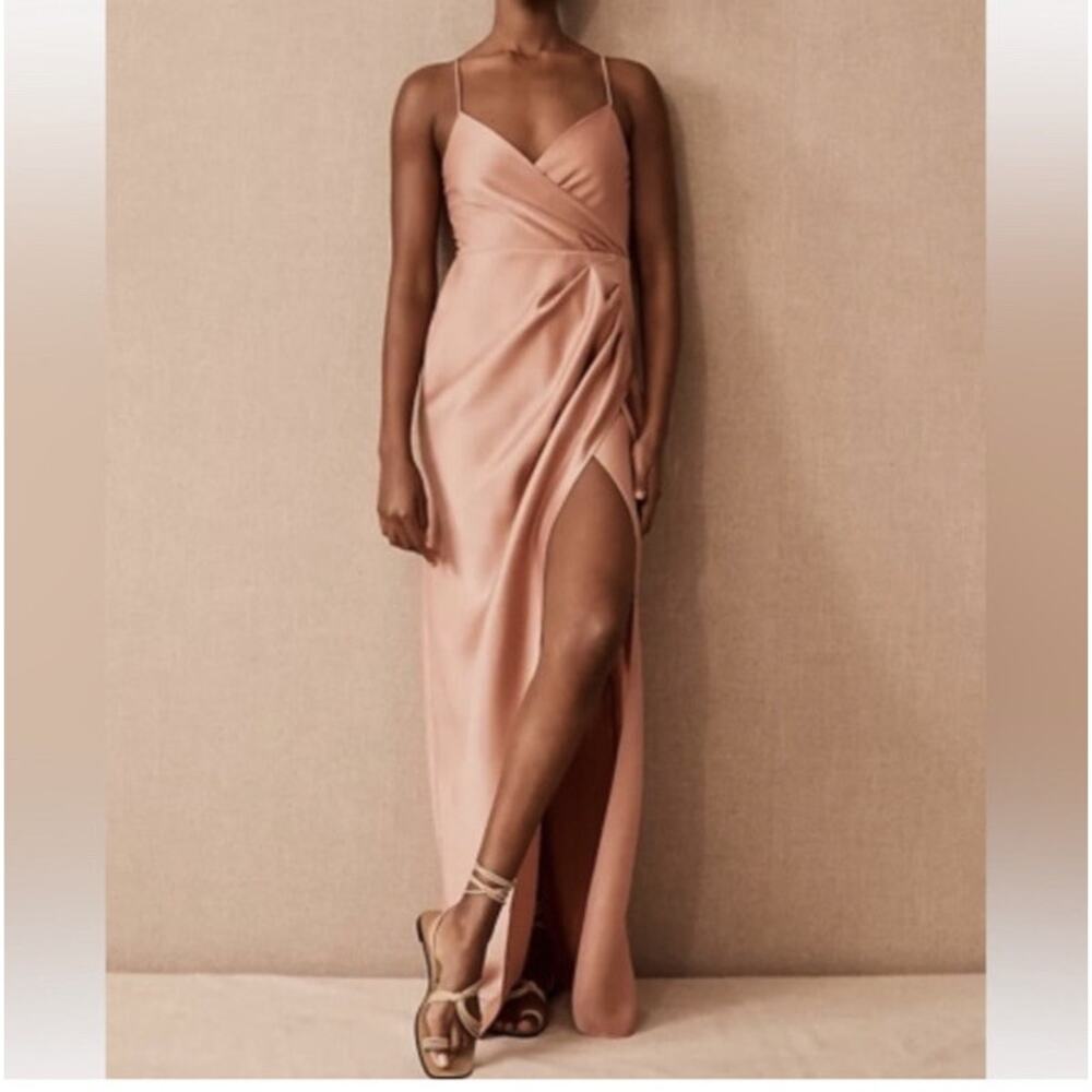 BHLDN Freya Charmeuse Slip Dress Sedona Sunset Faux Wrap Gathered SZ 10 NWT